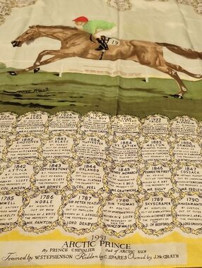 silk Derby scarf commemorating Equestrian Print Scarf with Racing Horse & Jockey